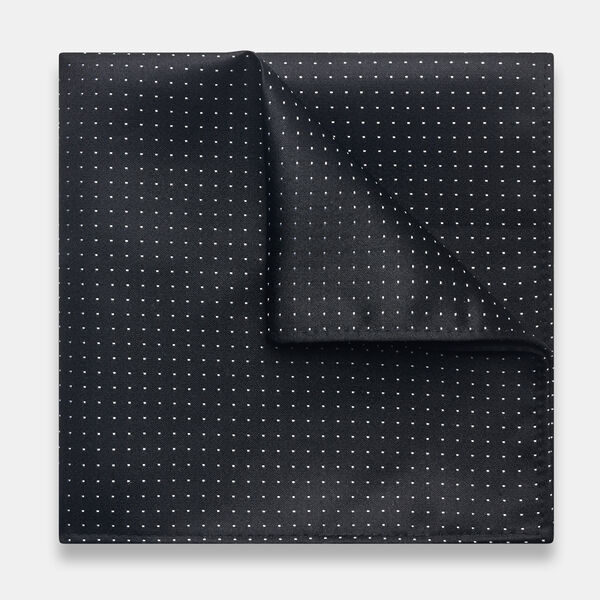 Biati Silk Pocket Square, Black/White, hi-res
